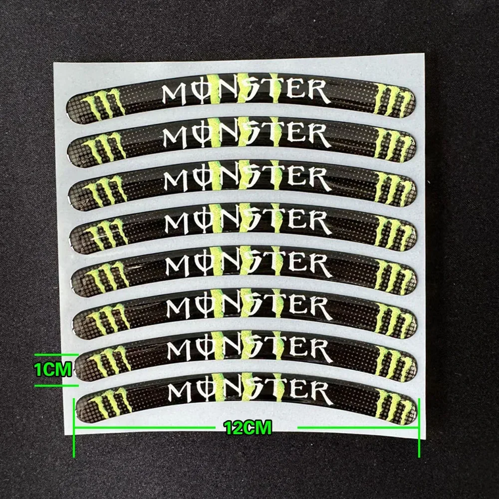 Monster Energy Car Wheel Stickers 13-19 Inch Universal Motorcycle Tire Modification Waterproof Drip Glue Decorative Stickers