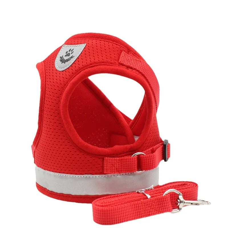 Adjustable breathable pet dog cat harness and anti leak escape cat vest harness, small dog cat collar, reflective cat collar