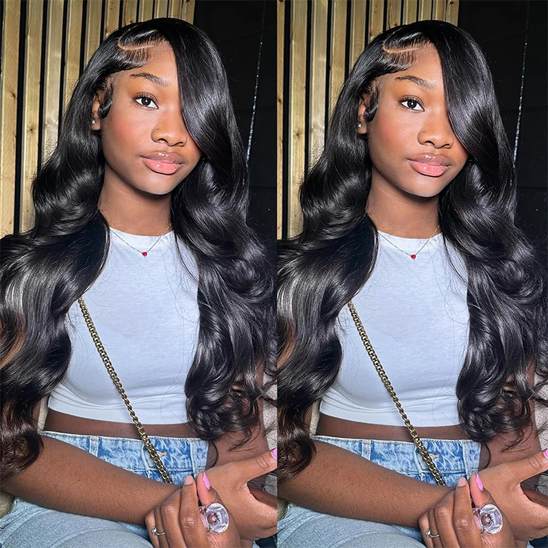 Natural Color Body Wave 13x6 Lace Front Wigs Human Hair 200% Density Wig 13x4 Lace Front Wigs Pre Plucked for Women 28inch