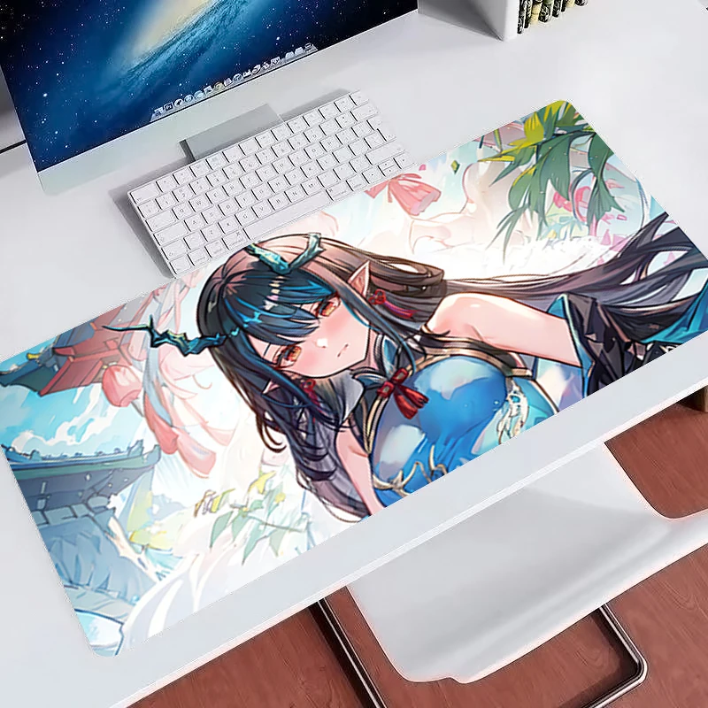 Hot Gaming Mouse Pad Arknights Dusk Cute Anime Desk Mat Rubber Base Computer Mouse Mat Gamer Keyboard Pad Kawaii Desktop Decor