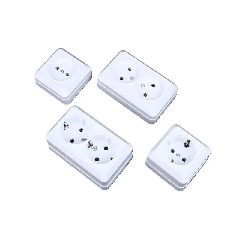 1 Buah Stopkontak Listrik Standar EU 10A, Soket Daya Permukaan Vintage dengan Ground, Steker Soket Dinding Plastik Tahan Api