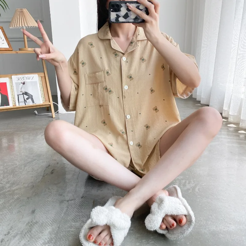 5XL Plus Size Summer Plaid Pajamas Set Women Sweet Short Sleeve Shorts Loungewear 2024 Ins Korean Style Students Home Clothes