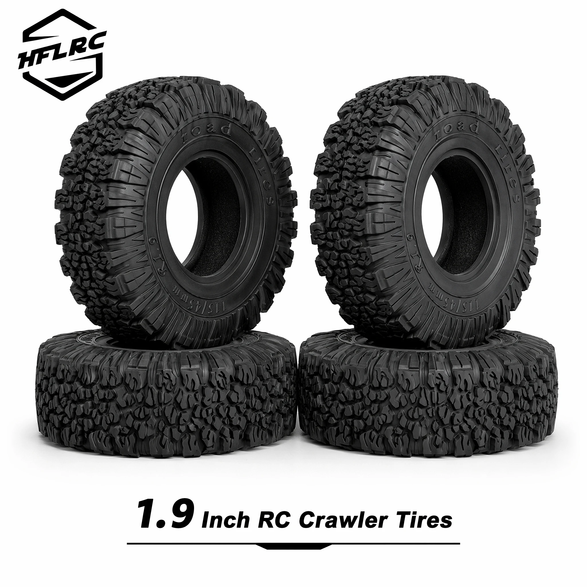 HFLRC 1.9 Inch RC Crawler Tires Butyl Rubber High Grip Sponge Insert for 1/10 TRX-4 SCX10 Red Blue Black