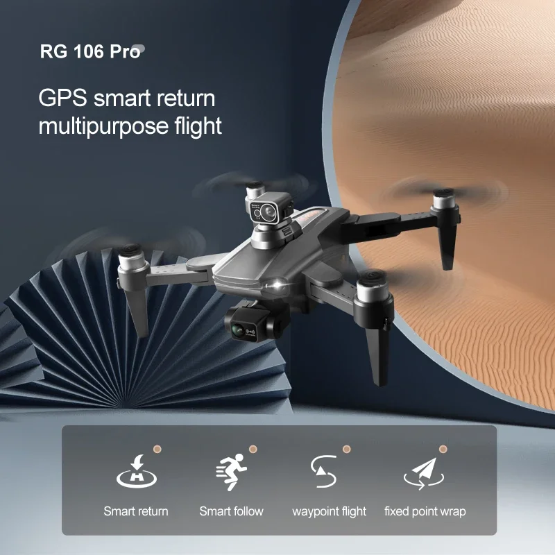 RG106 pro 8K Dual Camera 3 axis Drone GPS Foldable Brushless Motors 5G Wifi Remote Control Toys 3000M 28Mins FPV Helicopter