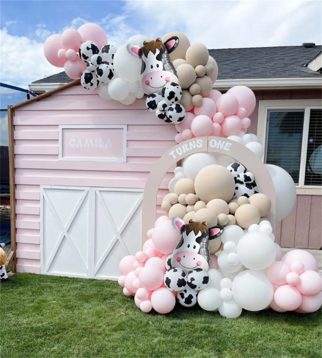 48pcs Farm Animal Cow Theme Party Decoration Balloon Set with Cow Print Balloon for Children\'s Birthday Decoration