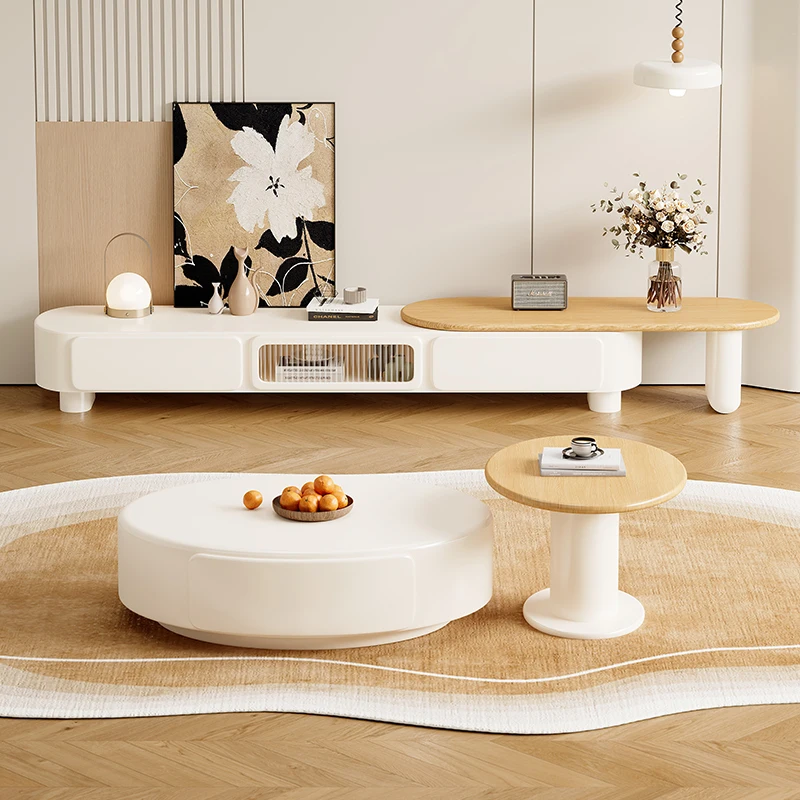 خزانة تلفزيون بيضاء للتخزين، خزانة تلفزيون عصرية فاخرة، خزانة تلفزيون متنقلة، أثاث مريح