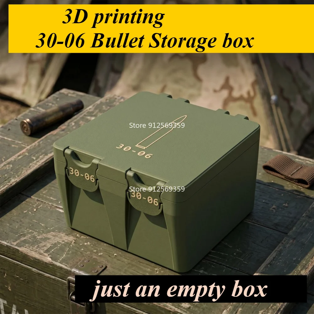 Коробка для патронов .30-06 Spring Field для тренировок по стрельбе, 3D-печать, для хранения пуль 7.62, подарок для военных фанатов, с защелкивающейся крышкой, большая вместимость