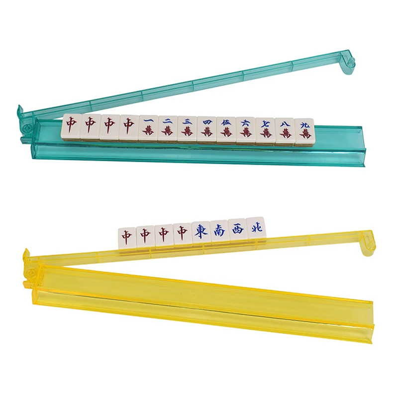 1/4 Stück All-In-One-Mahjong-Rack aus Acryl und Drücker; Klare und langlebige amerikanische Majiang-Fliesenregale