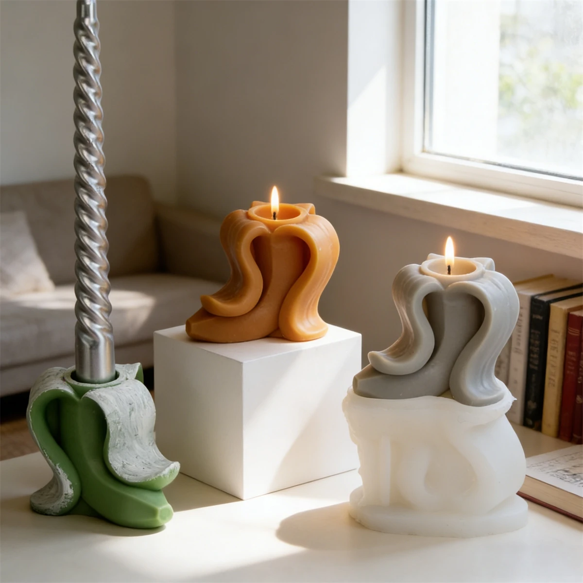 3D Peeled Banana Silicone Candle Mold Banana Candlestick Shape Mould DIY Candle Gypsum Making for Modern Minimalist Home Decor