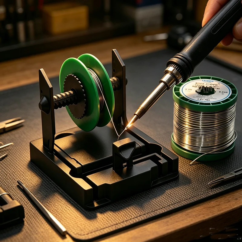 Foldable Adjustable Solder Reel Dispenser Stand Fits Spools Max 65mm Width 75mm Diameter 12-36mm Inner Hole for Electronics Sold view 4