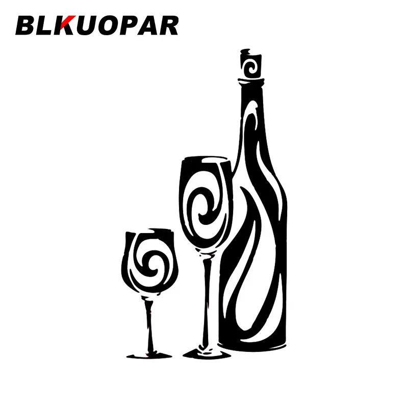 BLKUOPAR Bottle and Wine Glasses Pattern Car Stickers Anime Scratch Proof Decal Personality Caravan Trunk Car Goods Graphics