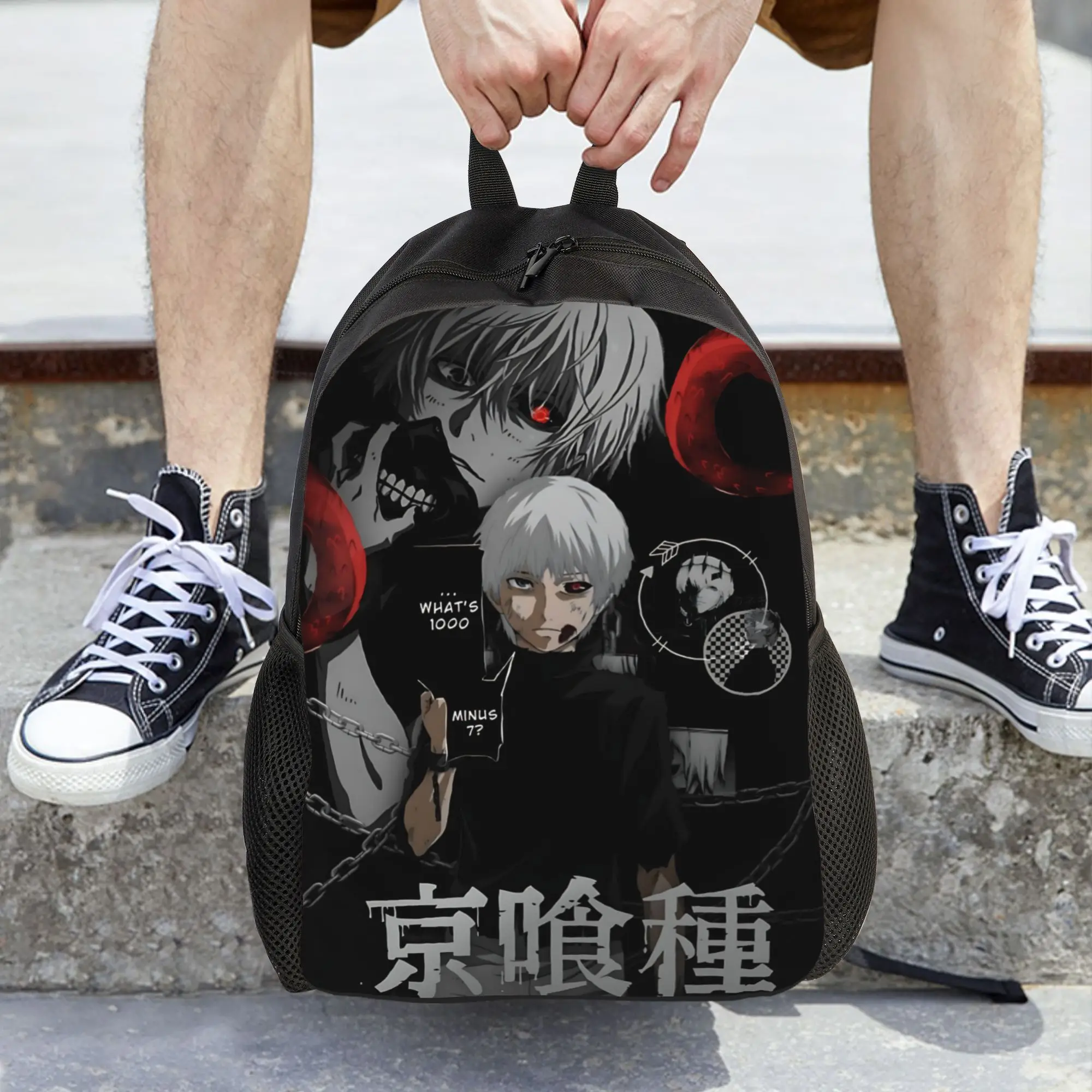 Fashion Halloween Tokyo Ghoul Kaneki Backpacks Its Bag  mochila Hiking Retro Washable Rucksack