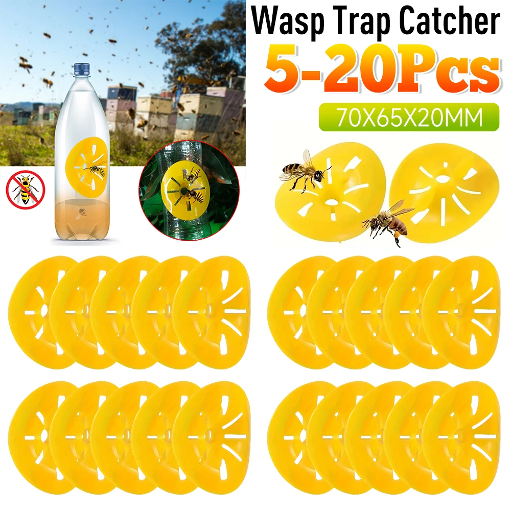 5-20PCS Wasp Trap Catcher Plastic Bottle Insect Funnel Killer Reusable Flower Bees Hornet Catcher For Outdoor Home Garden Yard