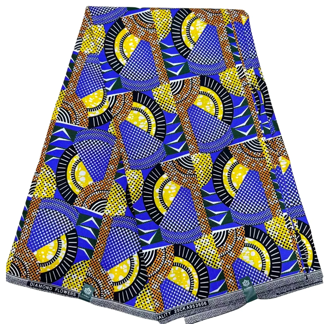 6 ياردة أنغولا قماش الباتيك الأفريقي |   الأرجواني الأصفر هندسية جولة ألياف البوليستر الخياطة DIY