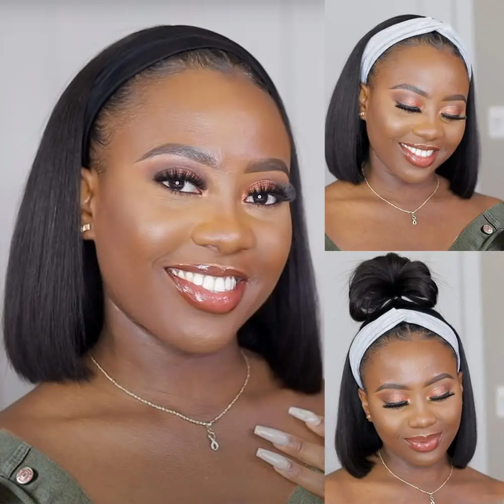 عقال مستقيم عابث قطع بوب شعر مستعار شعر بشري برازيلي قصير مع الانفجارات قبل قطعها للنساء آلة جاهزة للارتداء يوميا