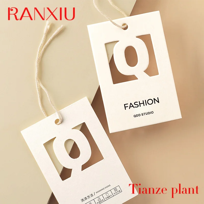 Custom Custom Luxury Hanging Label Product Hang Tags with Free Slings Special Swing Paper Screen Printing Business Card CMYK Emb