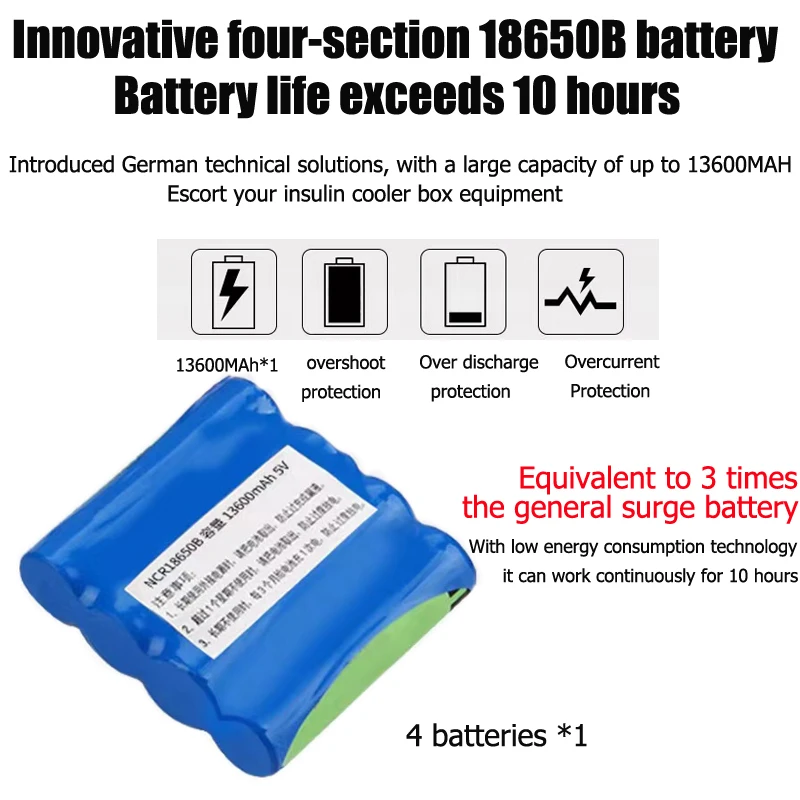 Lithium Battery For Portable Insulin Refrigerated Fridge NCR18650B Replacement Standby Battery Refrigerator Accessory