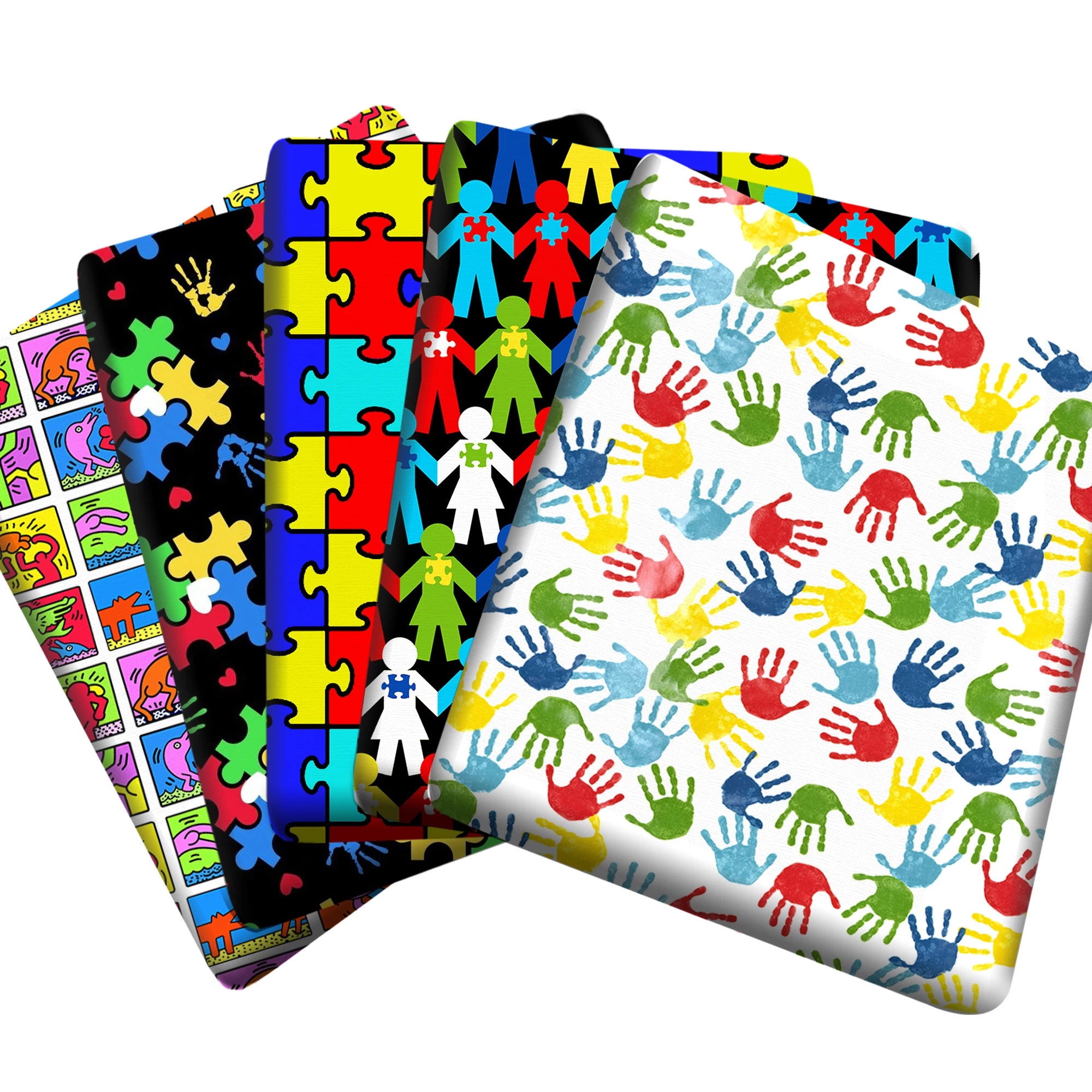 50x145cm Autism Awareness Cotton Fabric Cloth Sewing Quilting Fabrics Patchwork Needlework DIY Handmade Accessories