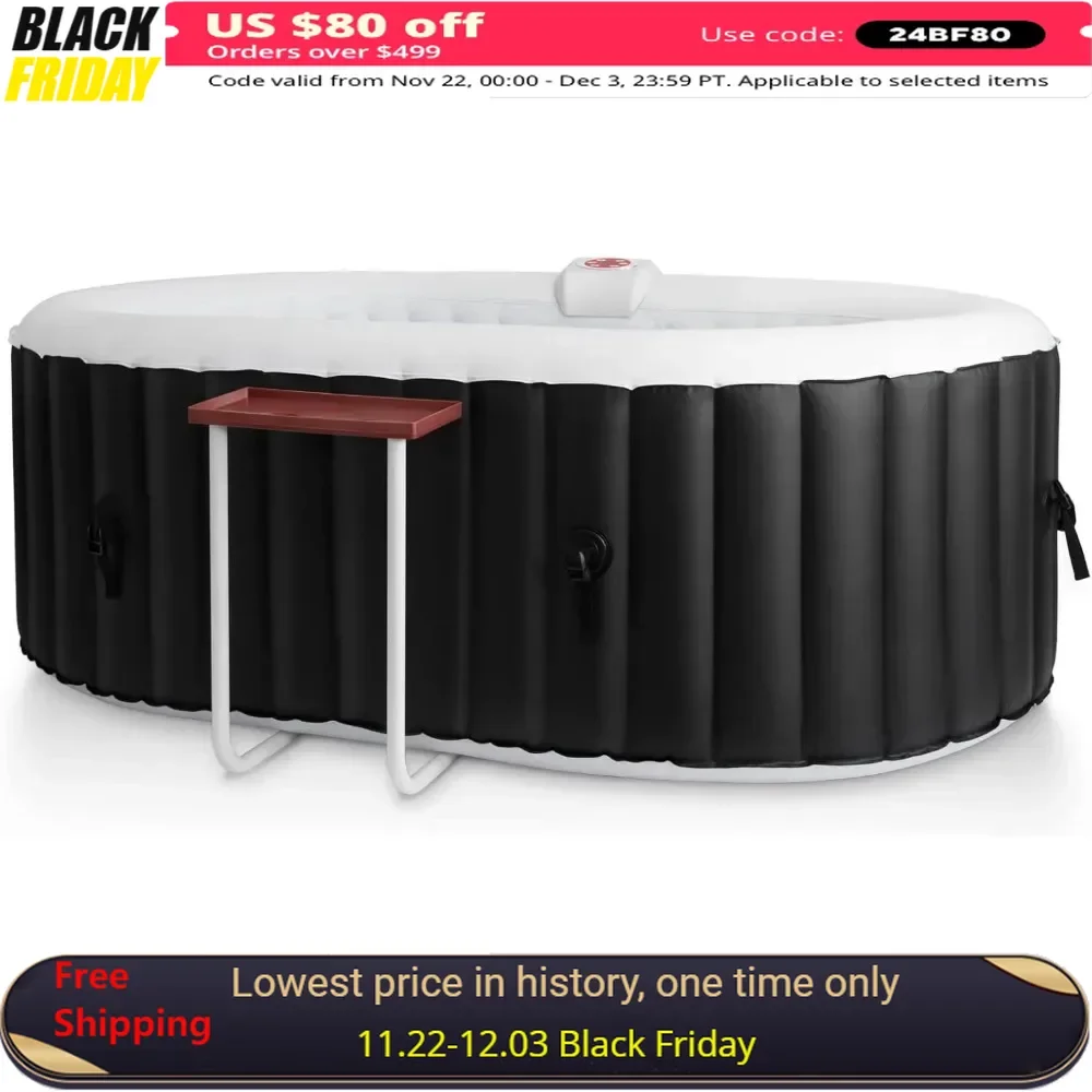 

Inflatable Hot Tub Spa,75",Up To 2-4 Persons,Built-in Pump, Side Table,Bubble Jets,2 Filter Cartridge Included,Outdoor Hot Tub