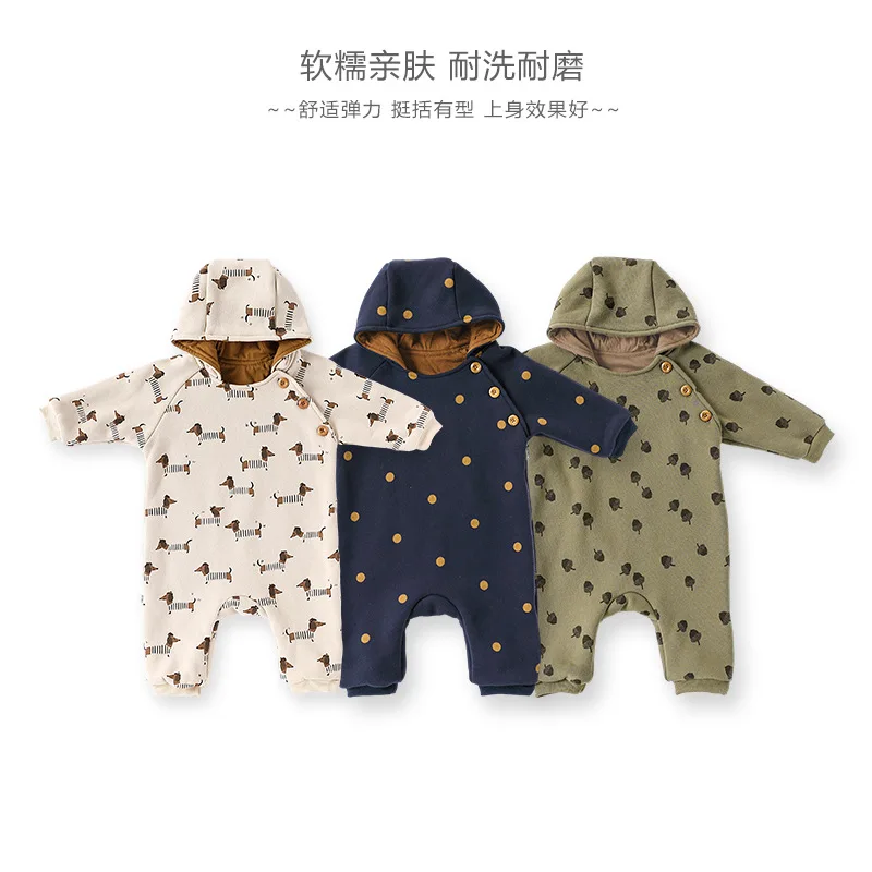 

Baby Boys Rompers 24 Winter Girls Infant Tollder cute cartton print Cotton Thick Coat Jumpsuits Outwear Clothing