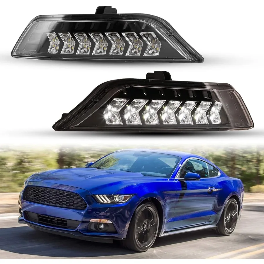 أضواء الضباب لفورد موستانج 2015 2016 2017 مجموعة مصابيح الضباب القيادة الضباب ضوء الجمعية استبدال 1 زوج واضح عدسة تعزيز Visib