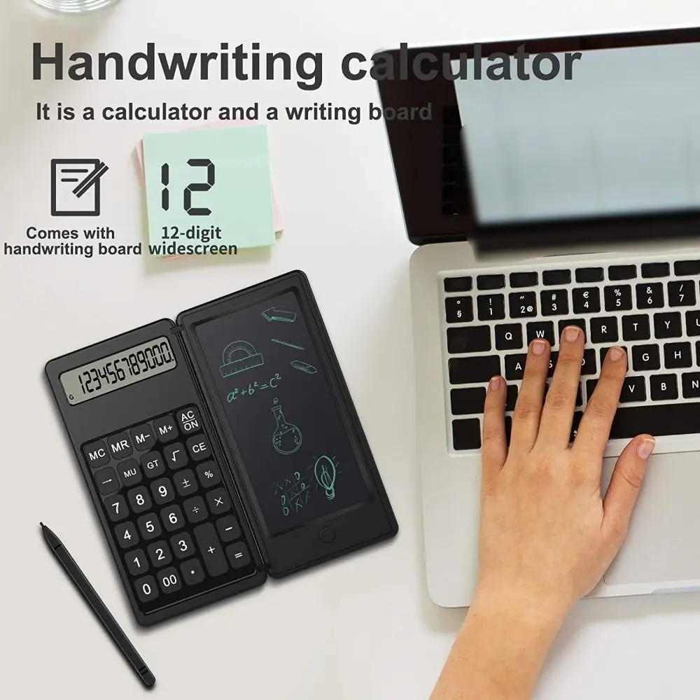 

Foldable Scientific Calculator 12 Digits Erasable Function Calculators with Tablet Large Screen Display Portable