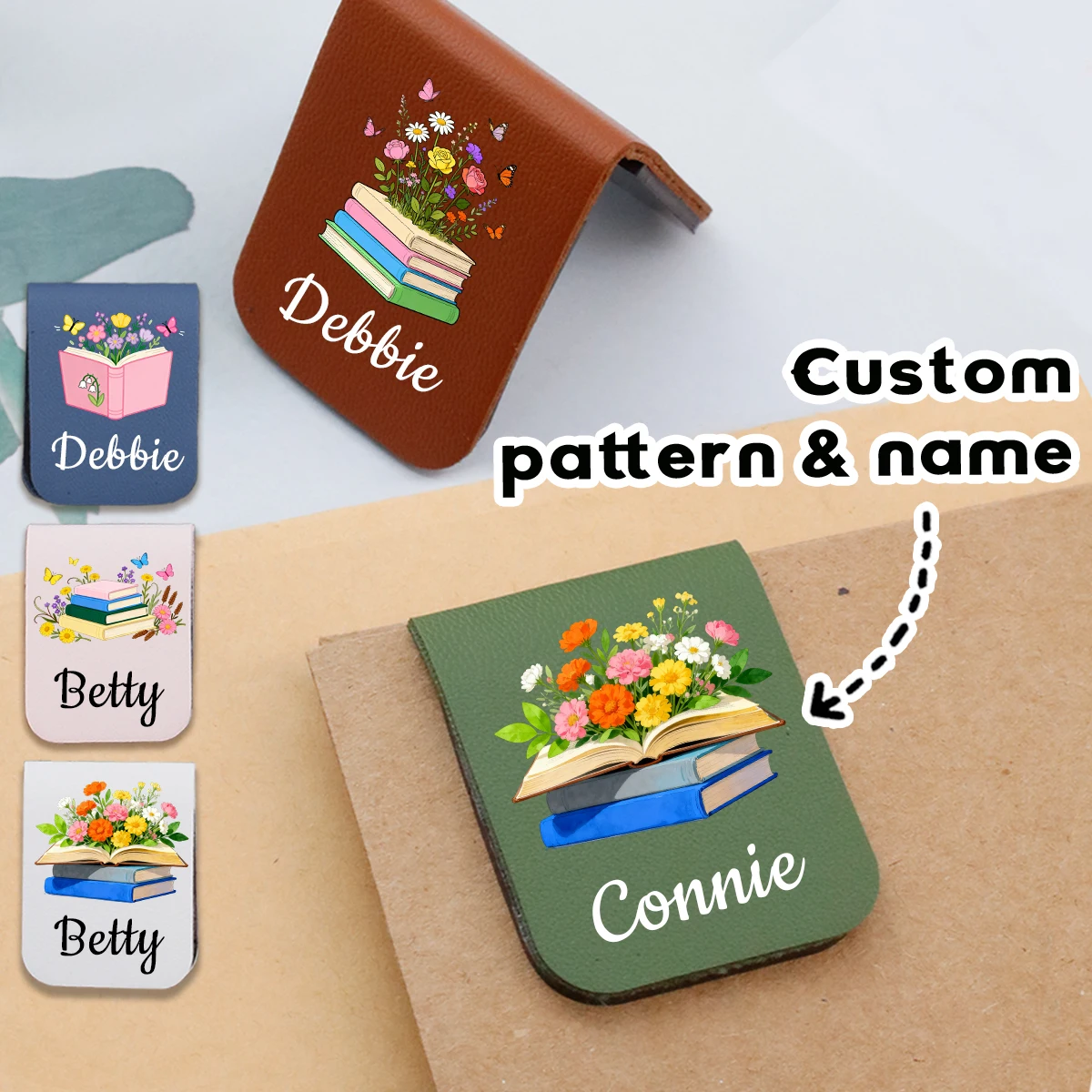 Personalisierte Magnetische Lesezeichen, Individuelle Leder-Lesezeichen mit Namen, Buch-Accessoires, Lehrer-Lesezeichen, Valentinstag-Geschenke