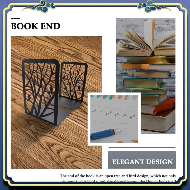 

A86P-Book Ends, Book Ends For Shelves, Decorative Bookends For Books, Bookends For School, Home Or Office (Black, 1 Pair)
