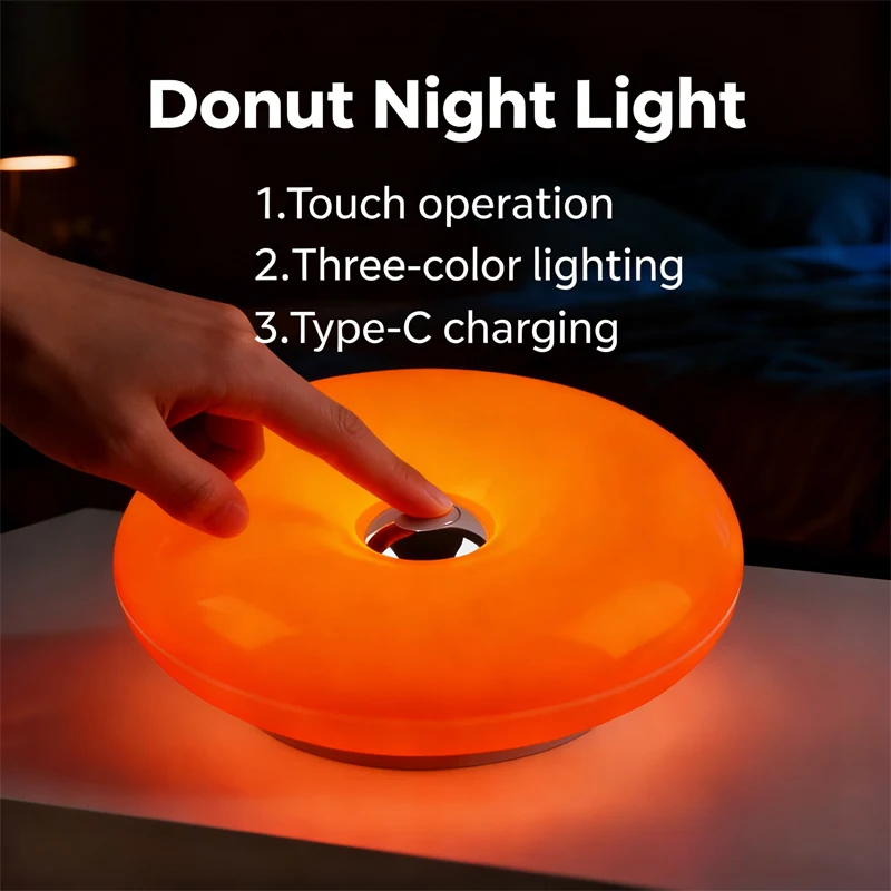 

1 шт. Настенный круглый светодиодный ночник с сенсорным управлением, трехцветной регулировкой яркости, подходит для декоративного освещения в спальне.