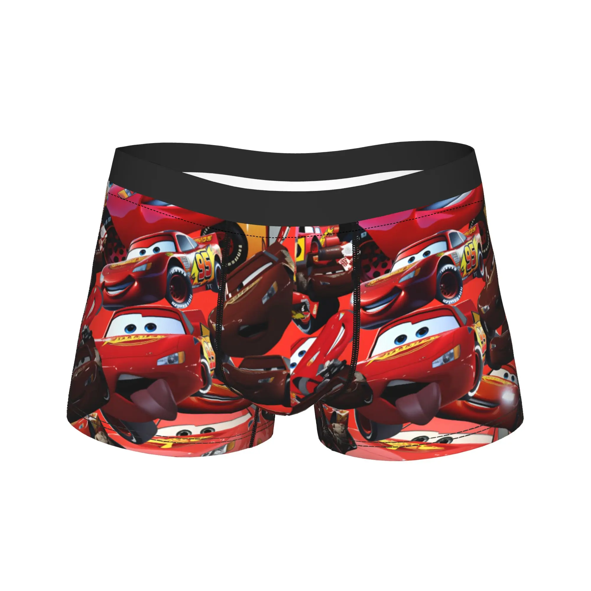 Lightning McQueen Funny Face Print Underwear  Elastic Underpants Printed Shorts Briefs For Males Pouch Oversize Boxershorts