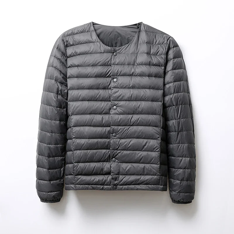 Schinteon Men White Duck Down Jacket UltraLight Thin Coat V-Neck Casual Short Outwear Autumn Winter Liner Clothing 2026 New