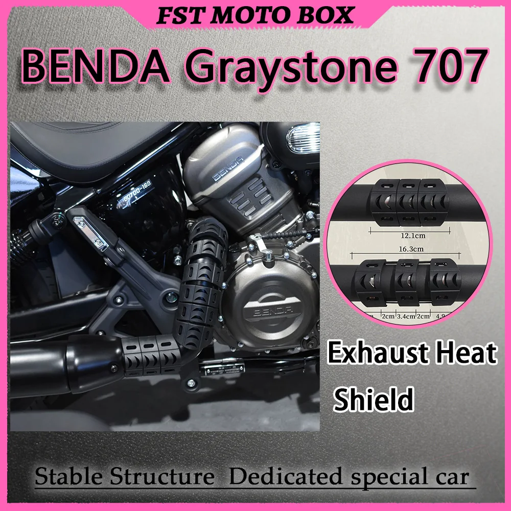 FOR Premium Benda Graystone 707 Motorcycle Exhaust Heat Protector Universal Snake Bone Exhaust Cover Front Section Guard
