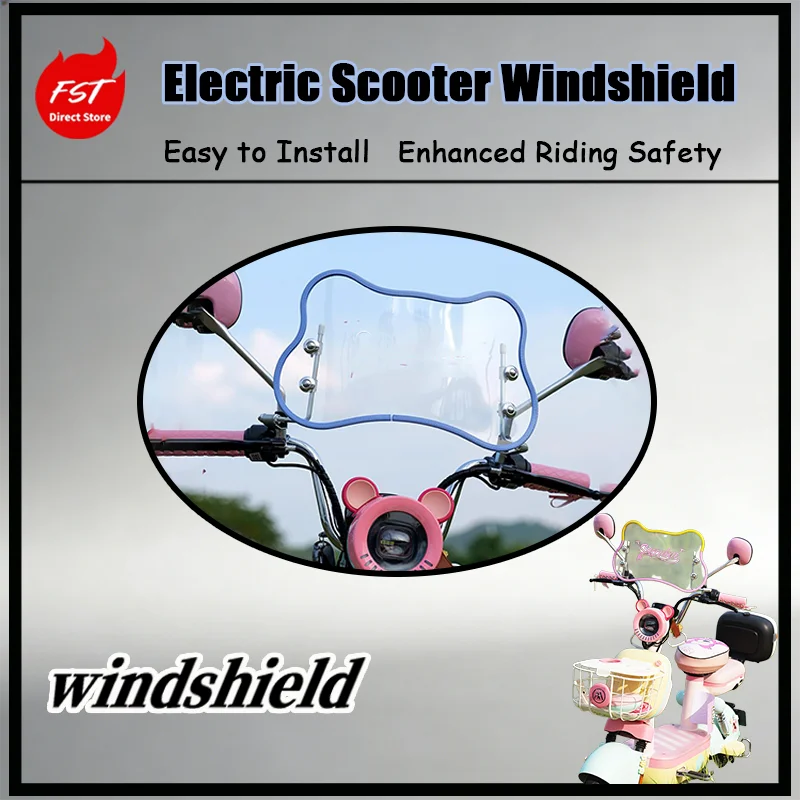 

FOR Emma Sunny Metaverse Yadea Retro Electric Scooter Windscreen HD Impact Resistant Front Wind Deflector Bear Decor Kit