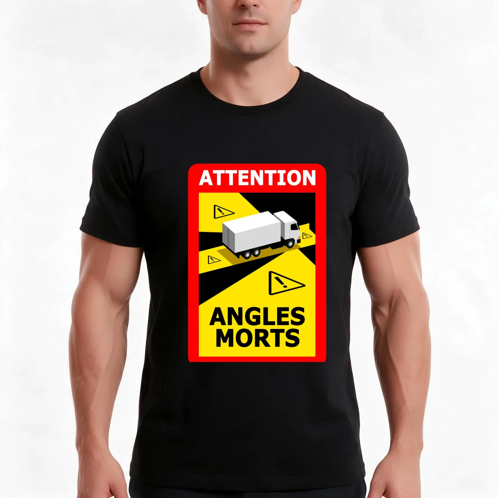 ATTENTION: angles morts T-Shirt, Summer Casual Cotton Tee, Oversized Streetwear Tops, Vintage Graphic Print, Unisex Men Women