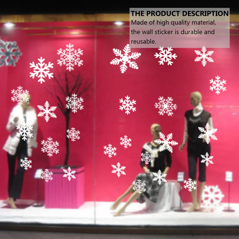 

4pcs Christmas Snowflake Glass Stickers 4 Sheets Reusable Wall Decal For Window Door Home Party Snowflake Window Stickers