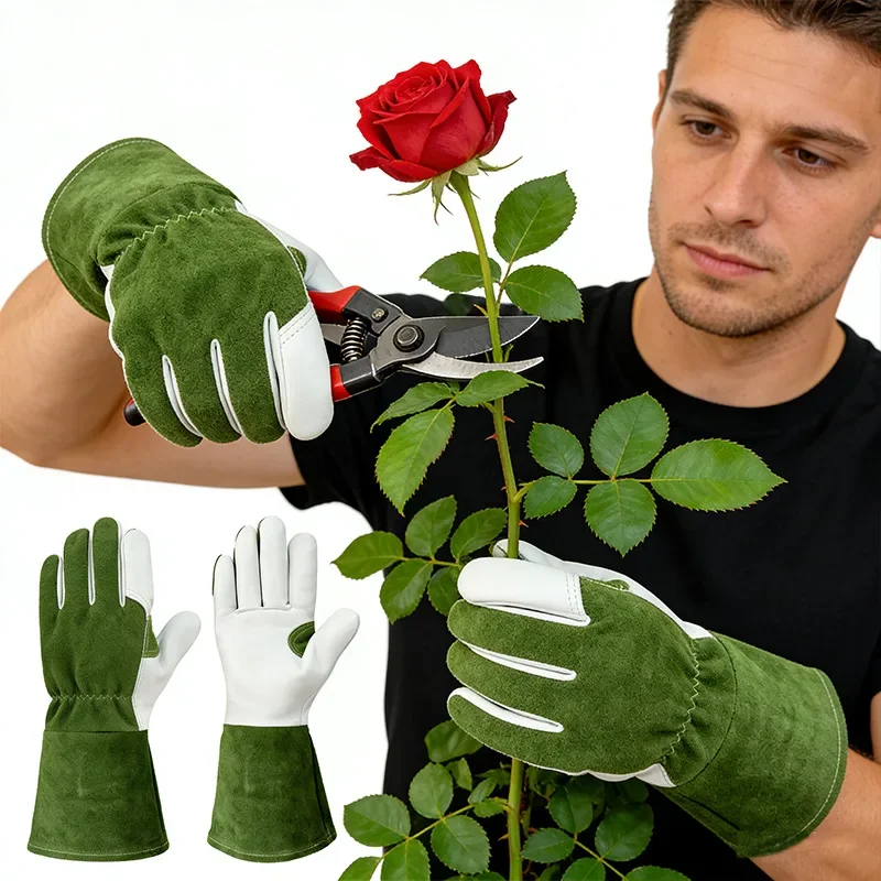 Professional Rose Pruning Thorn Proof Gardening Gloves with Forearm Protection for Men and Women Welding Leather Gloves