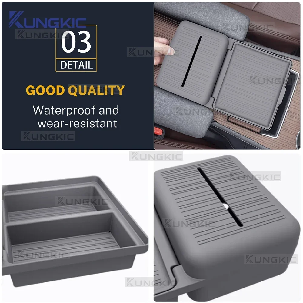 For Toyota Sienna 2021 2022 2023 2024 2025 Center Console Armrest Lid Silicone Tissue Box Brown Gray Interior Accessories