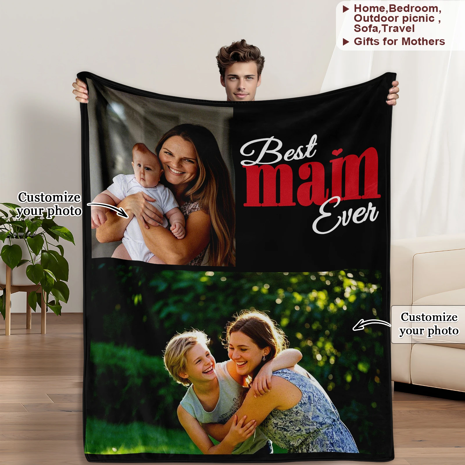 Mother's Love Print Customized Warmth Blanket Record Time Spent With Mother Unique Birthday Gift For Mother Mother's Day Gifts