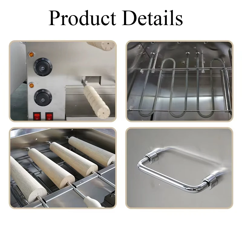 New 220V 110V universal wheat chimney cake oven double roller stainless steel machine bread roll ice cream cone baking equipment