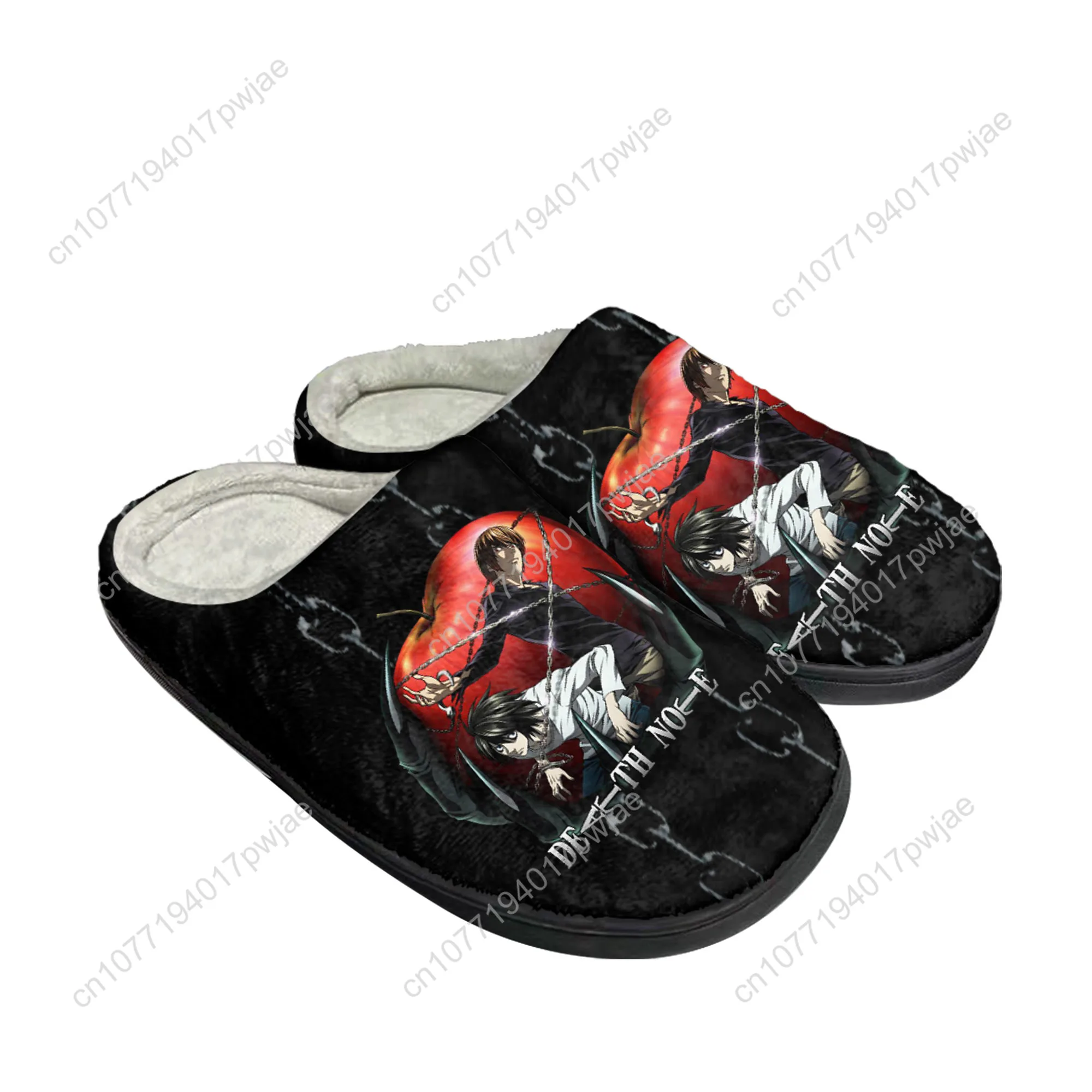 Sandal Rumah Katun Kustom Anime Jepang DEATH NOTE Sandal Termal Sepatu Hangat Kasual Kamar Tidur Mewah Pria Wanita