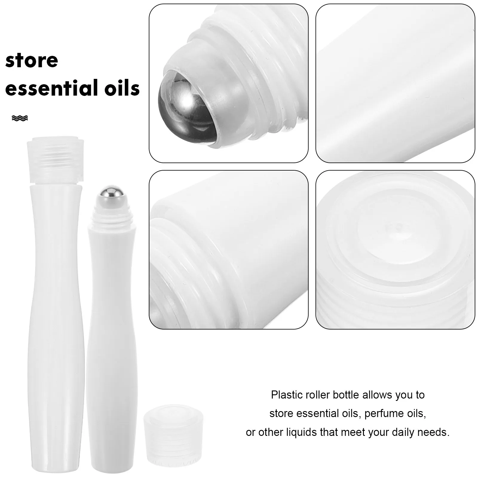 Garrafa de aroma vazia compacta, 5 peças 15ml material pp grosso sem vazamento fácil recarga multiuso roll-on perfume sub-garrafa