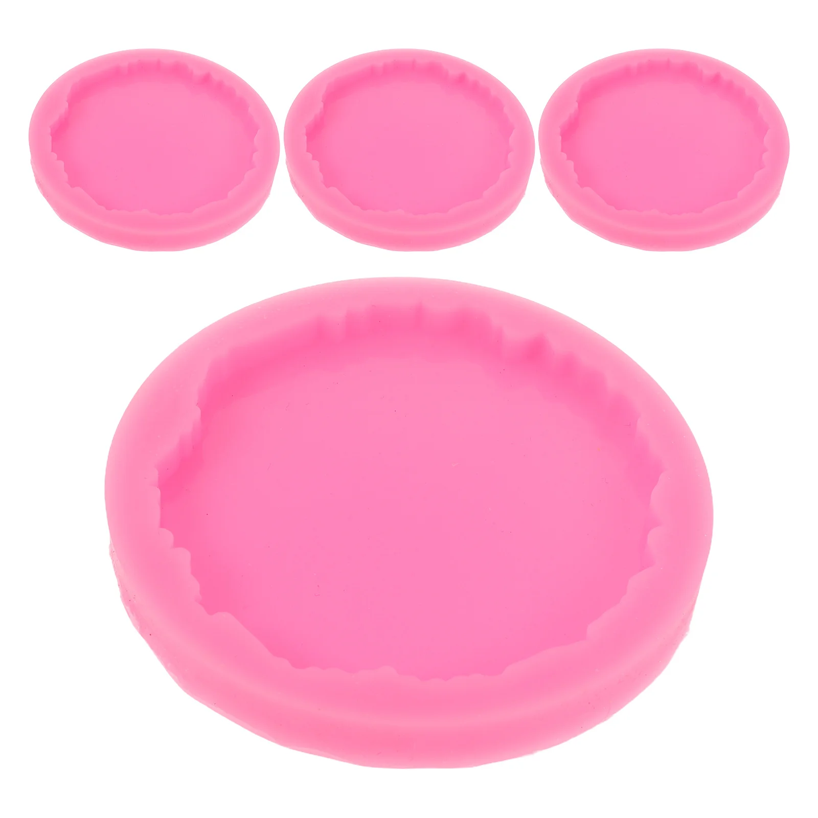 

4pcs Pink Coaster Resin Mold 2.99 Inch Silicone Molds For Epoxy Casting Diy Craft Jewelry Decor Tea Gathering