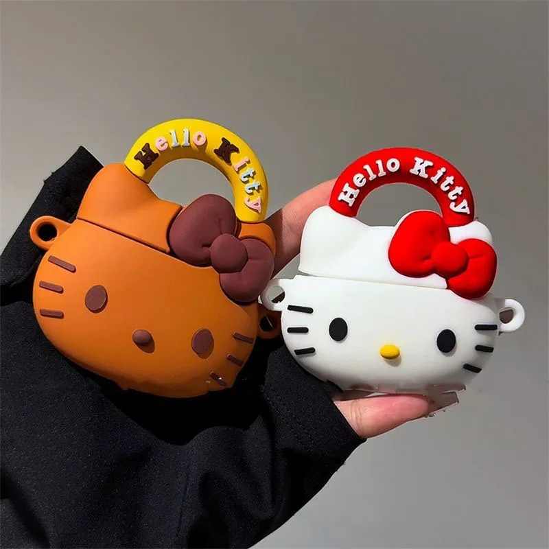 Miniso Handbag Hello Kittys Airpods Case Cartoon Airpods 1 2 3 4 Cute Anime Protectuve Covers Kawaii Toys for Girl Birthday Gift