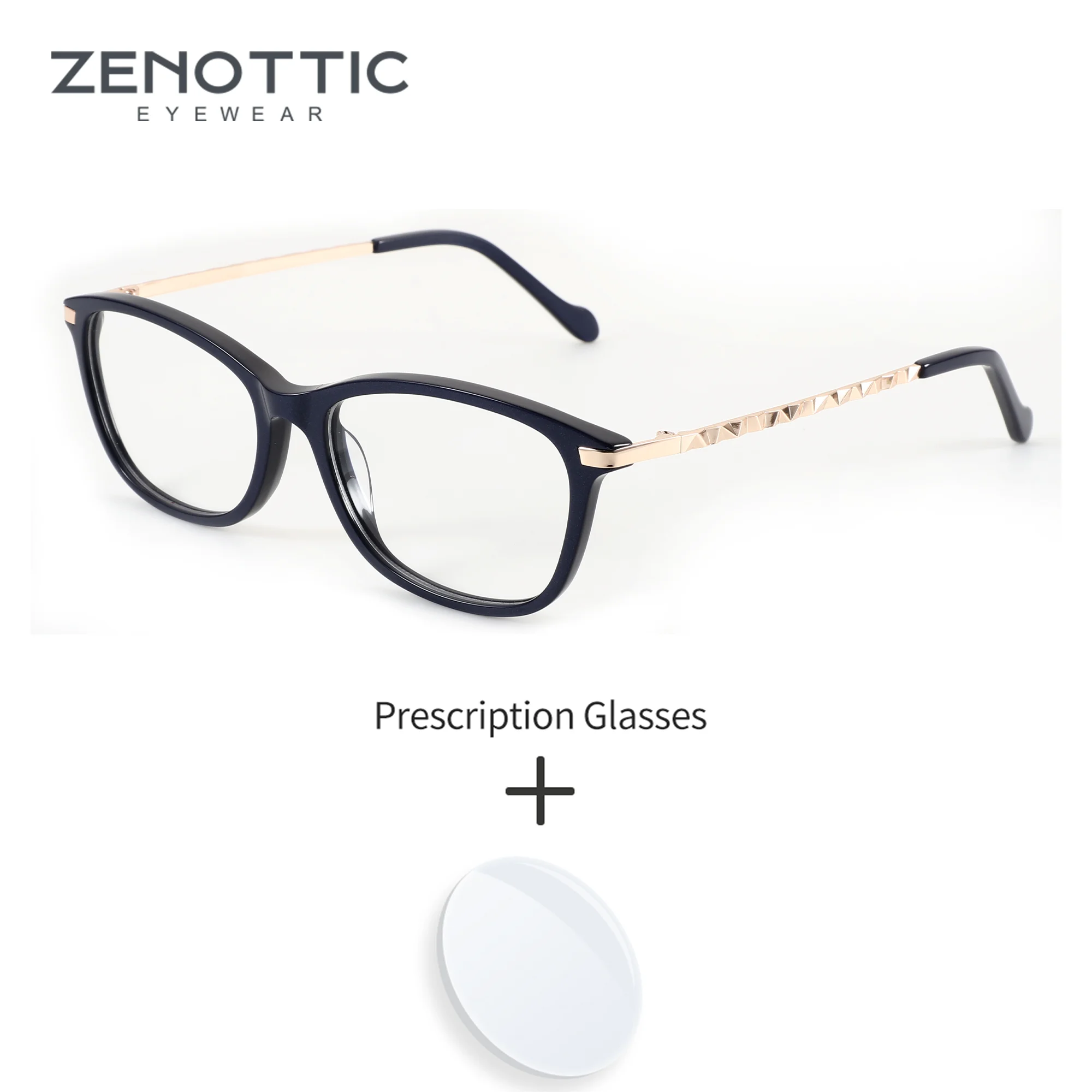 

ZENOTTIC Complete Prescription Glasses Women Square Acetate Frame Photochromic Lenses Myopia And Reading Optical
