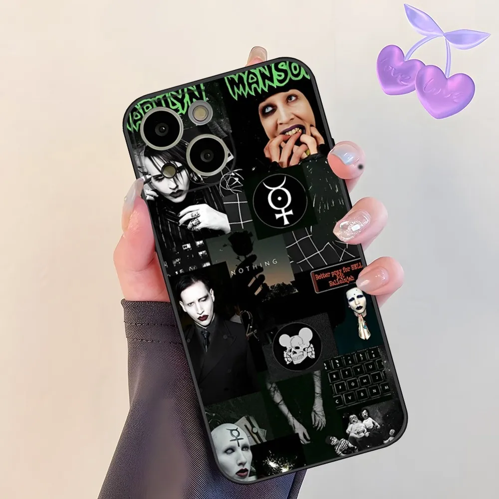 Marilyn Manson Rock musician Phone Case for 14 Pro Max for Apple iphone 15 13 14 12 Mini 11 Xr X Xs Pro Max 8 6s 7 6 Plus Back C