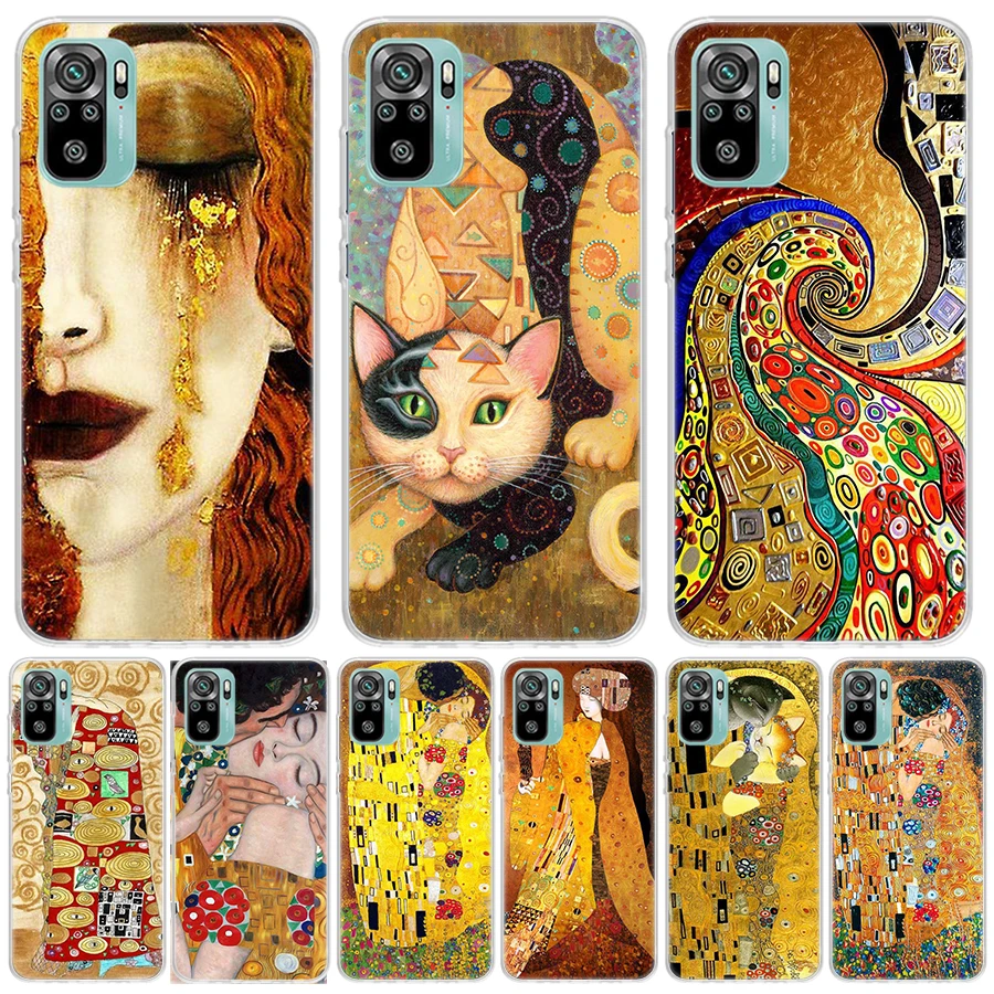 Kiss by Gustav Klimt Desig For Xiaomi Redmi Note 10 9T 9S 9 8 Pro 8T 7 5 Phone Case Mi 12T 11T 10T 9T 12 11 Lite Housing Fundas