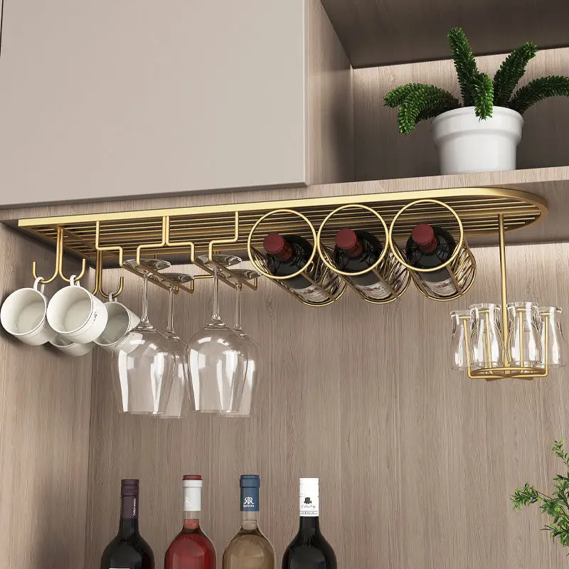 

Modern Wine Rack Metal Hanging Wine Holders Storage Display Stand Bottle Rack Kitchen Cup Organizer Shelf Decorative Shelves