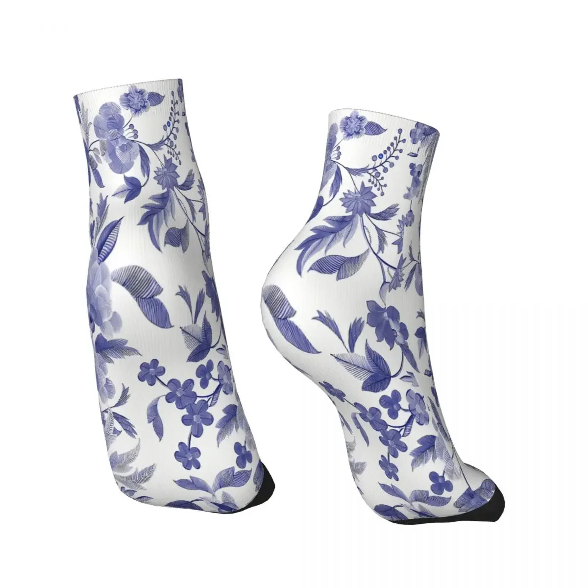 Fabulous Blue And White Asian Style Floral Japanese Ankle Socks Male Mens Women Autumn Stockings Harajuku