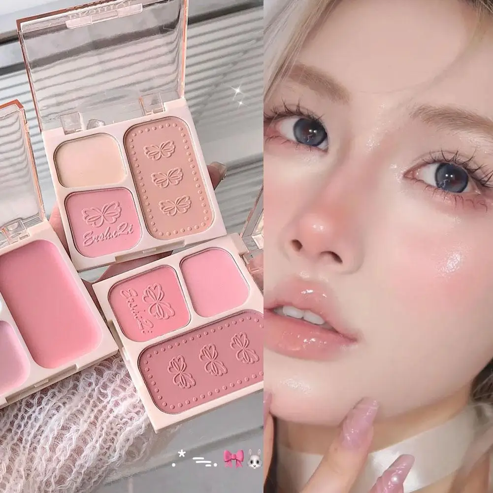 

3-colors Blush Natural Color Rendering Delicate Non-flying Face Peach Matte Natural Rouge Powder Palett Contour Shadow Make C0H1