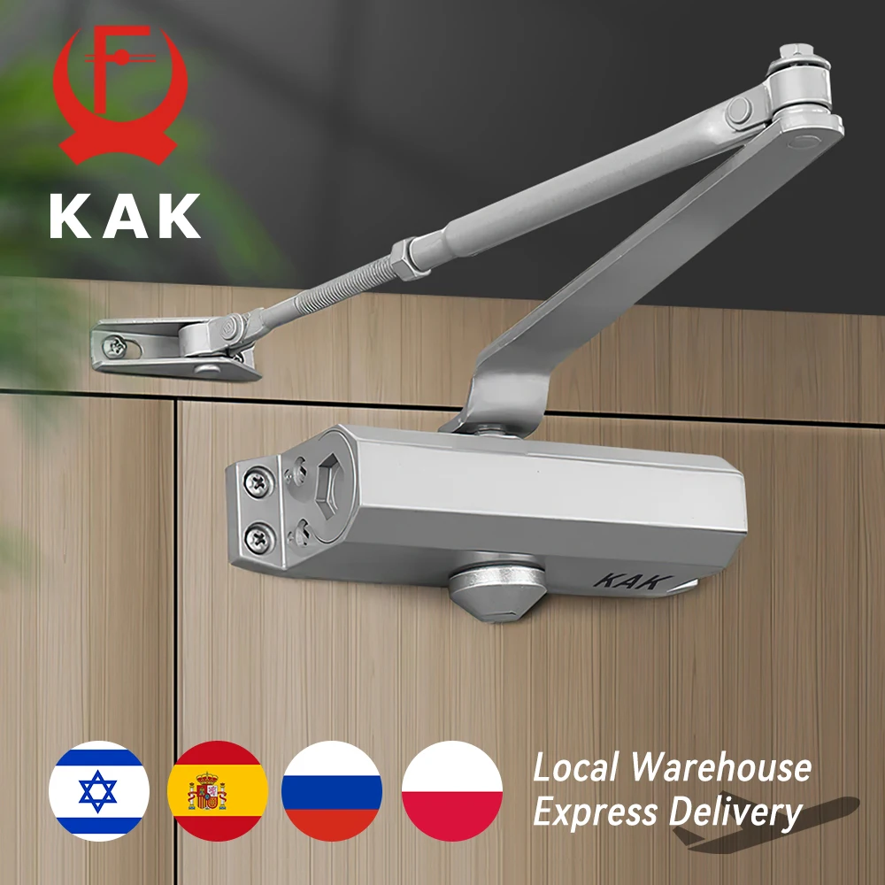 סוגר דלת אוטומטי KAK Hydraulic Buffer 25KG עד 80KG מהירות מתכווננת ציוד סגירת דלת רך ושקט